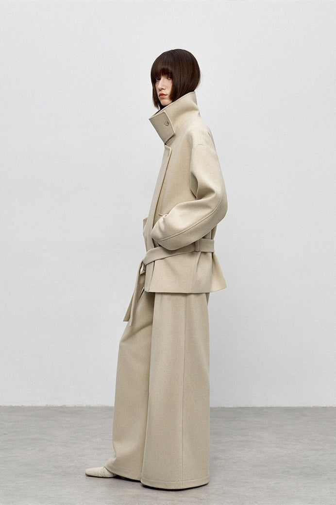 Refined Wool Coat - Mid-Length Luxe Old Money Style - 4inme 