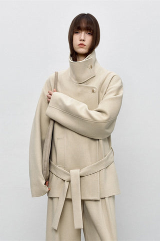 Refined Wool Coat - Mid-Length Luxe Old Money Style - 4inme 