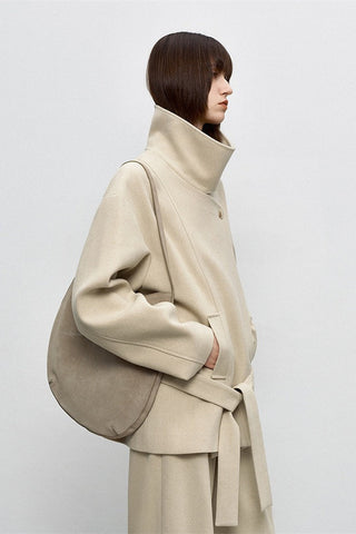 Refined Wool Coat - Mid-Length Luxe Old Money Style - 4inme 