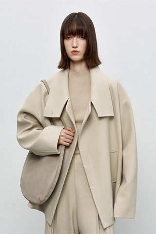 Refined Wool Coat - Mid-Length Luxe Old Money Style - 4inme 