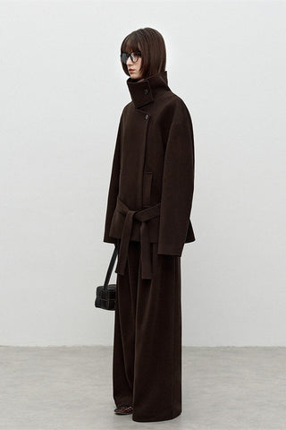 Refined Wool Coat - Mid-Length Luxe Old Money Style - 4inme 