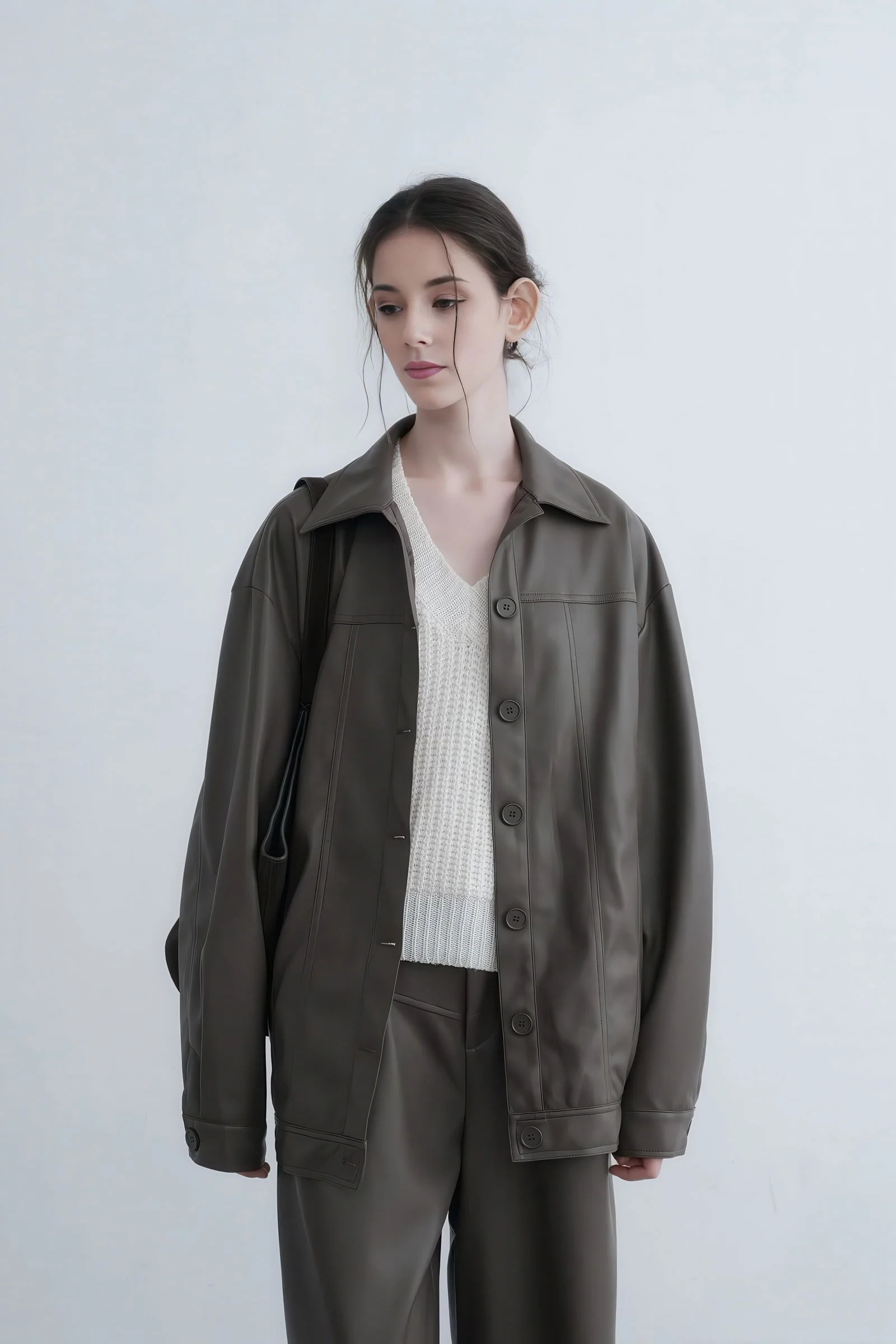 Relaxed Fit PU Leather Jacket - Sophisticated Fall Look - 4inme 