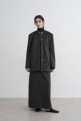 Round Neck Woolen Coat - Women's Oversized Premium Winter Jacket - 4inme 