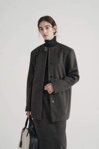 Round Neck Woolen Coat - Women's Oversized Premium Winter Jacket - 4inme 