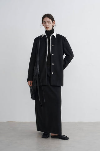 Round Neck Woolen Coat - Women's Oversized Premium Winter Jacket - 4inme 