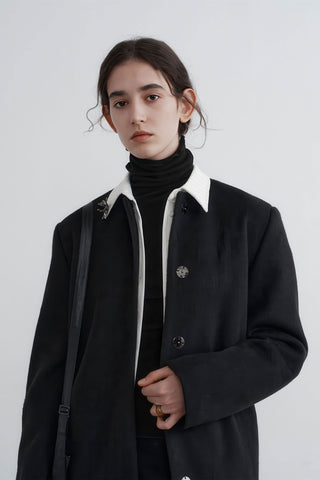 Round Neck Woolen Coat - Women's Oversized Premium Winter Jacket - 4inme 