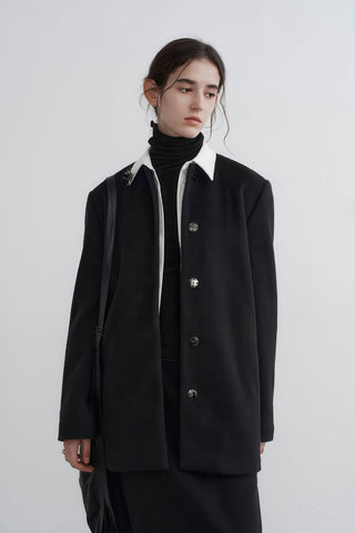 Round Neck Woolen Coat - Women's Oversized Premium Winter Jacket - 4inme 