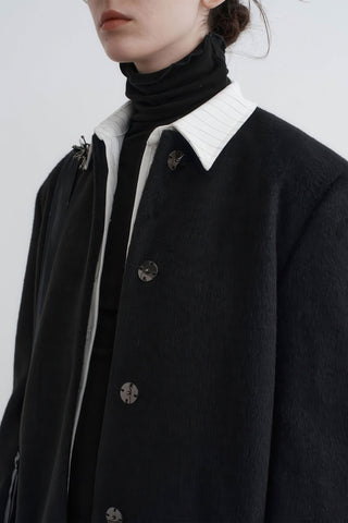 Round Neck Woolen Coat - Women's Oversized Premium Winter Jacket - 4inme 