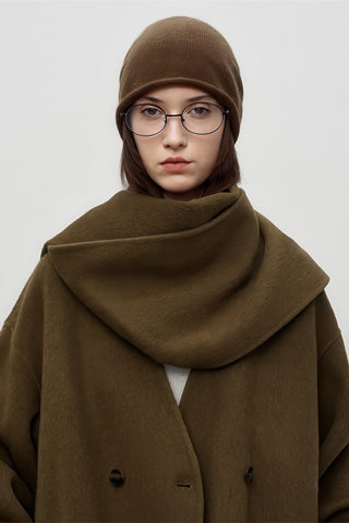 Scarf-Collar Double-Faced Wool Coat - Vintage Mid-Length Winter Elegance - 4inme 