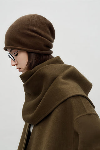 Scarf-Collar Double-Faced Wool Coat - Vintage Mid-Length Winter Elegance - 4inme 