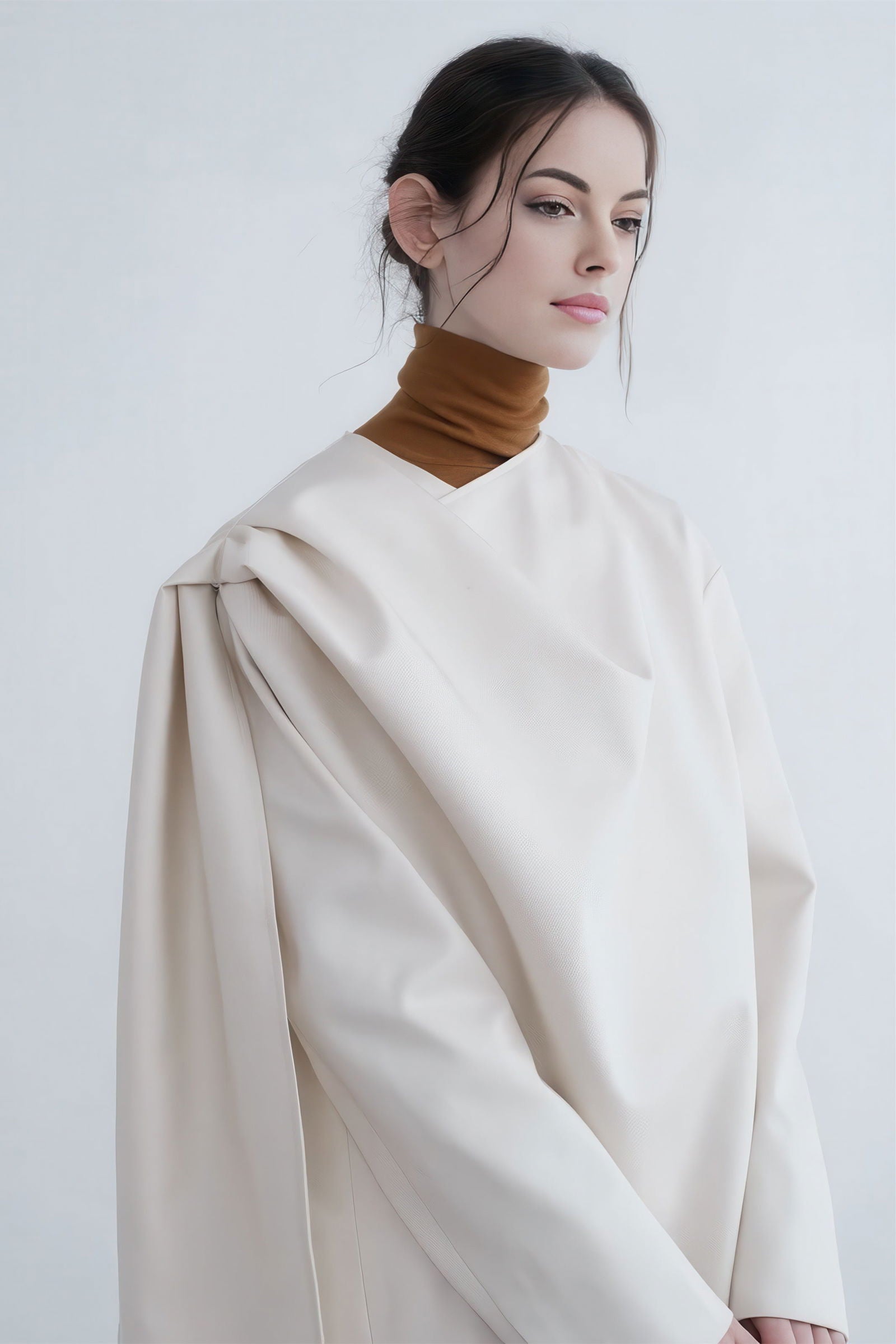 Sculpted Asymmetric Blazer - Chic with Scarf Detail - 4inme 