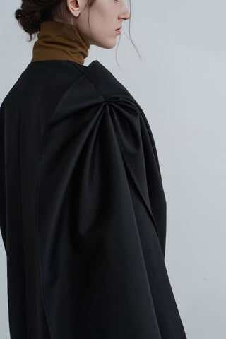 Sculpted Asymmetric Blazer - Chic with Scarf Detail - 4inme 