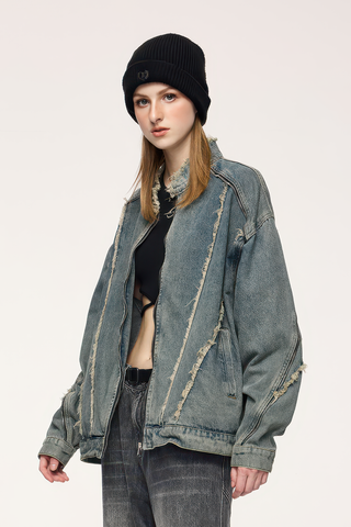 Short Raw Hem Denim Jacket – 2024 Collection - 4inme 