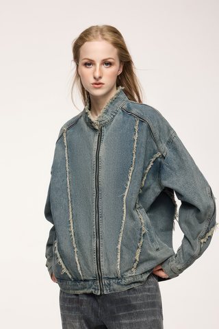 Short Raw Hem Denim Jacket – 2024 Collection - 4inme 