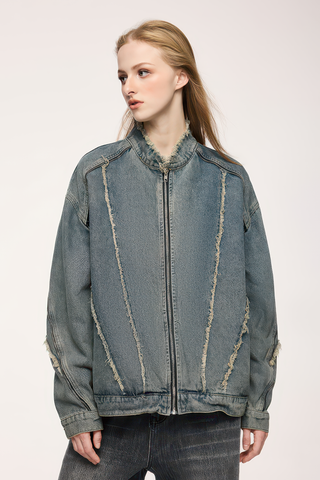 Short Raw Hem Denim Jacket – 2024 Collection - 4inme 
