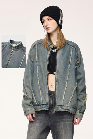 Short Raw Hem Denim Jacket – 2024 Collection - 4inme 