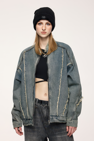Short Raw Hem Denim Jacket – 2024 Collection - 4inme 
