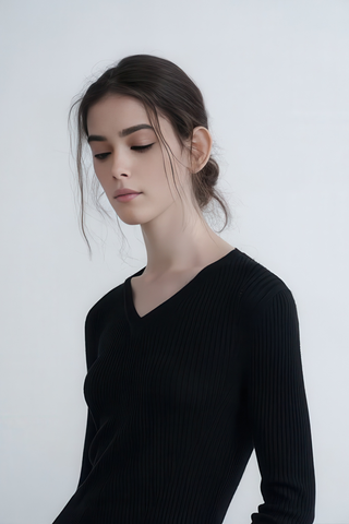 Simple V-Neck Wool Knit Pullover - 4inme 
