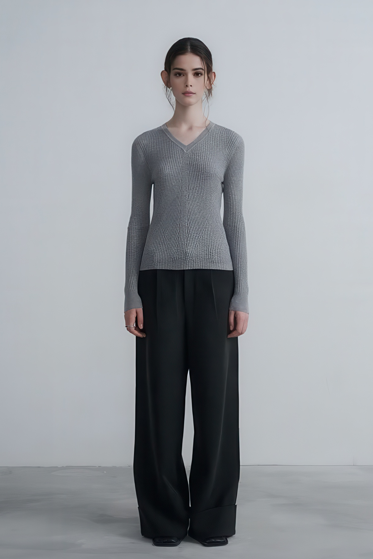 Simple V-Neck Wool Knit Pullover - 4inme 