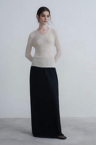 Simple V-Neck Wool Knit Pullover - 4inme 