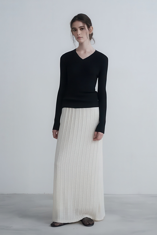 Simple V-Neck Wool Knit Pullover - 4inme 