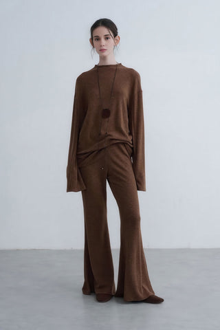 Slimming Knit Top and Pants Set - Effortless Fall Chic - 4inme 