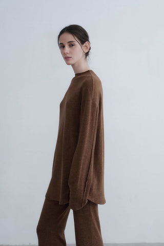 Slimming Knit Top and Pants Set - Effortless Fall Chic - 4inme 