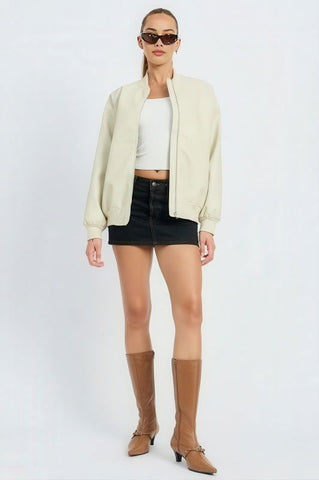 Street Style Cropped Bomber Jacket - 4inme 