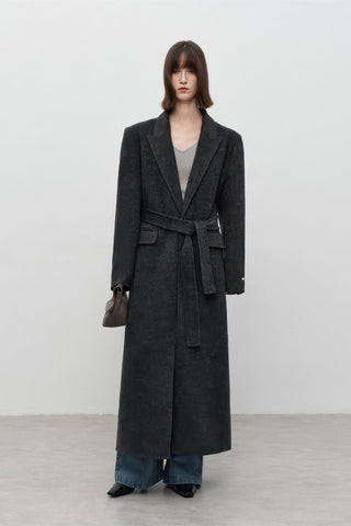 Tailored Lapel Double-Faced Wool Coat - Luxe Long Vintage Overcoat - 4inme 