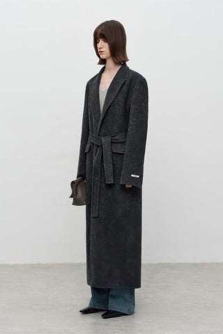 Tailored Lapel Double-Faced Wool Coat - Luxe Long Vintage Overcoat - 4inme 