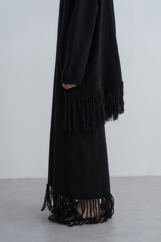 Textured Knit Vest Dress with Fringe - Rustic Autumn Charm - 4inme 