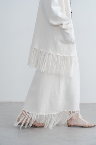 Textured Knit Vest Dress with Fringe - Rustic Autumn Charm - 4inme 