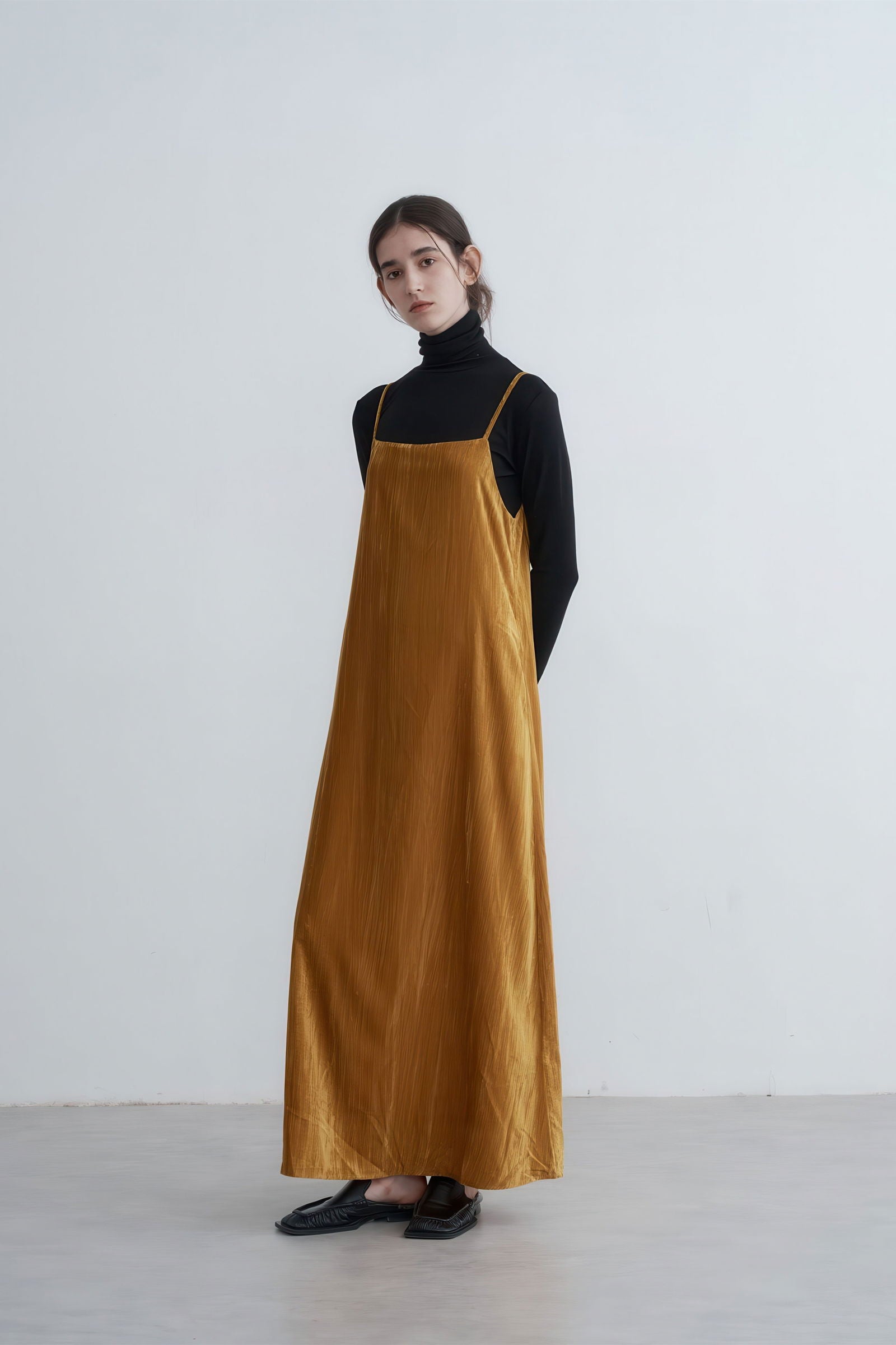 Textured Satin Slip Dress - Relaxed Fall Fit - 4inme 