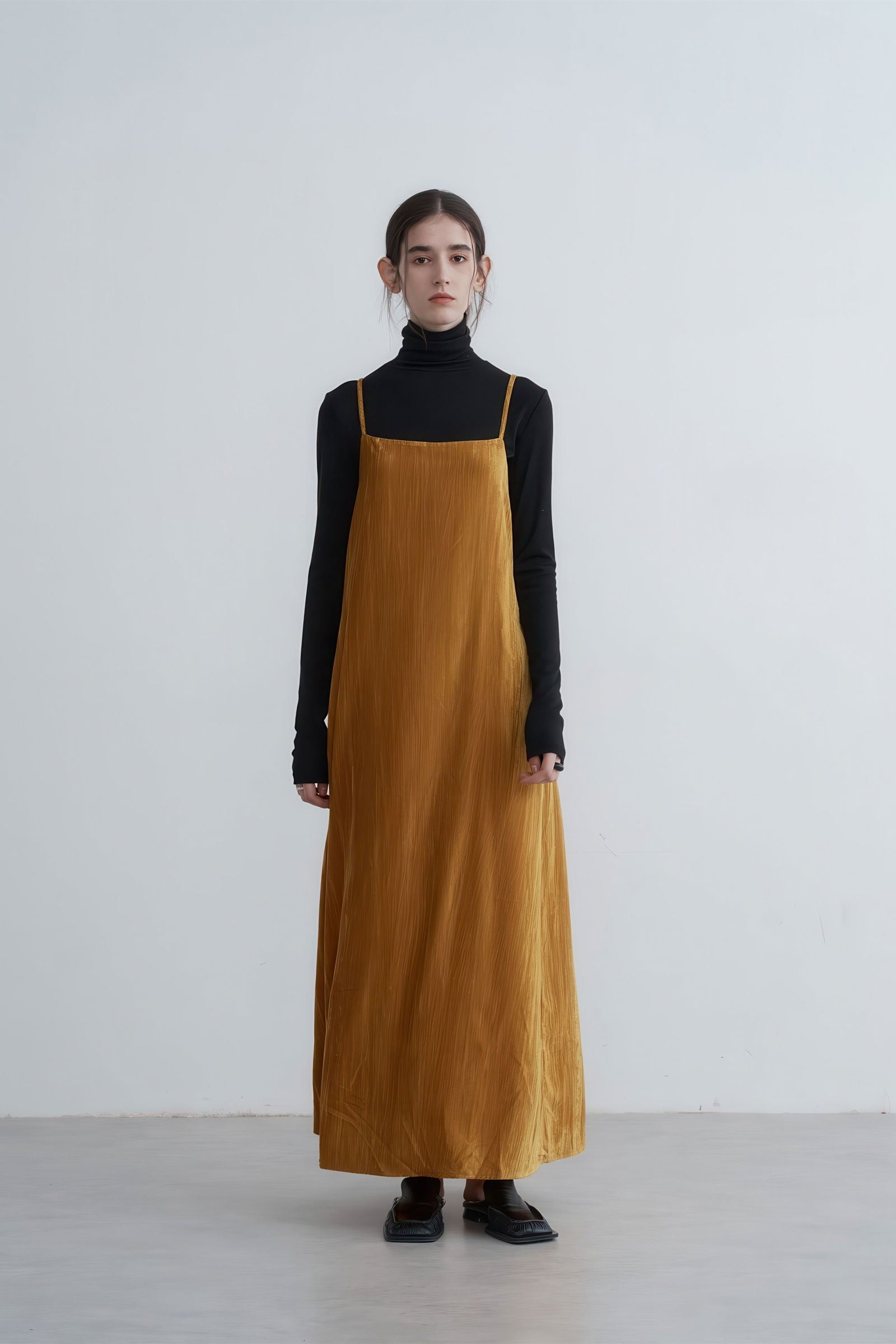 Textured Satin Slip Dress - Relaxed Fall Fit - 4inme 