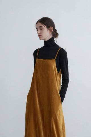 Textured Satin Slip Dress - Relaxed Fall Fit - 4inme 