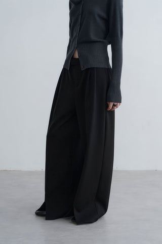 Trendy Front-Slit Wide-Leg Pants - Flowing Silhouette - 4inme 