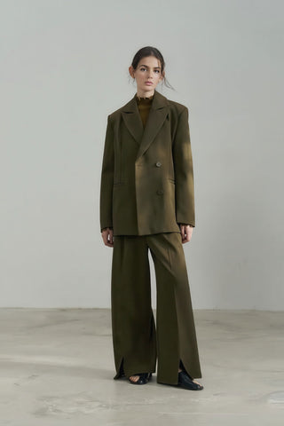 Trendy Front-Slit Wide-Leg Pants - Flowing Silhouette - 4inme 
