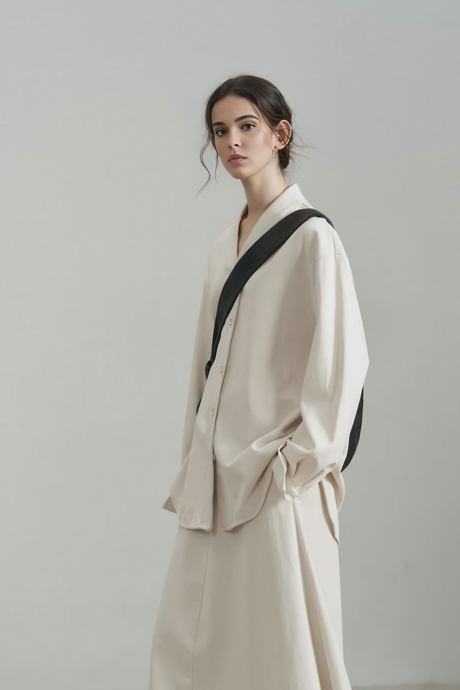 Unique V-Neck Button-Down Blouse - Autumn Edition - 4inme 