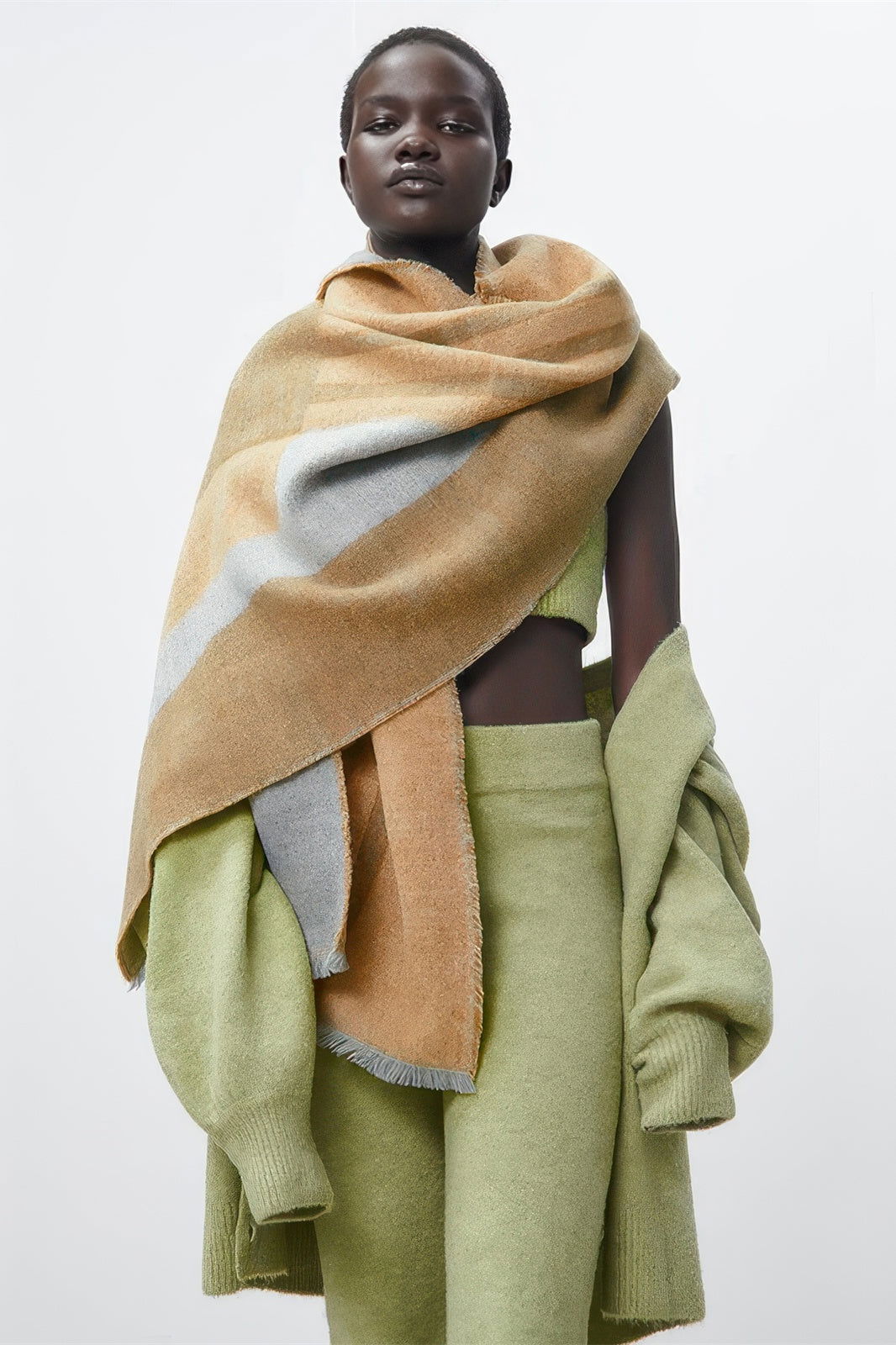 Varsity Striped Braided Tassel Scarf Cape - 4inme 