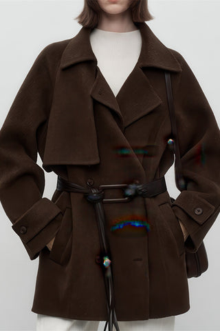 Vintage British Wool Coat - Women's Double-Faced Mid-Length Winter Overcoat - 4inme 