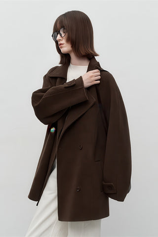 Vintage British Wool Coat - Women's Double-Faced Mid-Length Winter Overcoat - 4inme 
