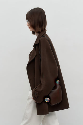 Vintage British Wool Coat - Women's Double-Faced Mid-Length Winter Overcoat - 4inme 