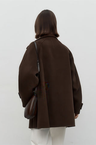 Vintage British Wool Coat - Women's Double-Faced Mid-Length Winter Overcoat - 4inme 