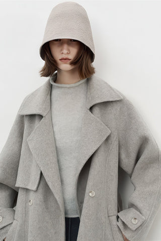 Vintage British Wool Coat - Women's Double-Faced Mid-Length Winter Overcoat - 4inme 