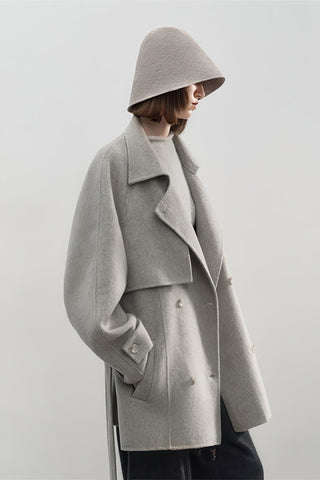 Vintage British Wool Coat - Women's Double-Faced Mid-Length Winter Overcoat - 4inme 