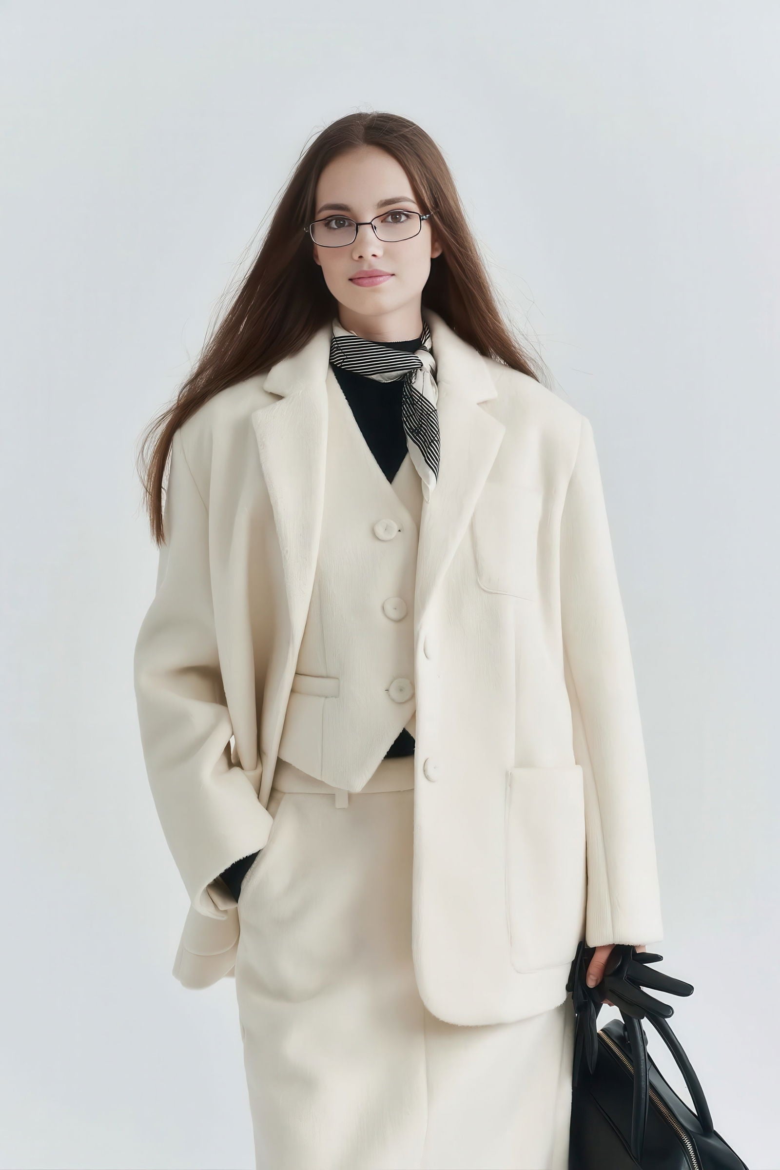 Vintage Cashmere Wool Blazer - Women's Autumn/Winter Elegant Woolen Jacket - 4inme 