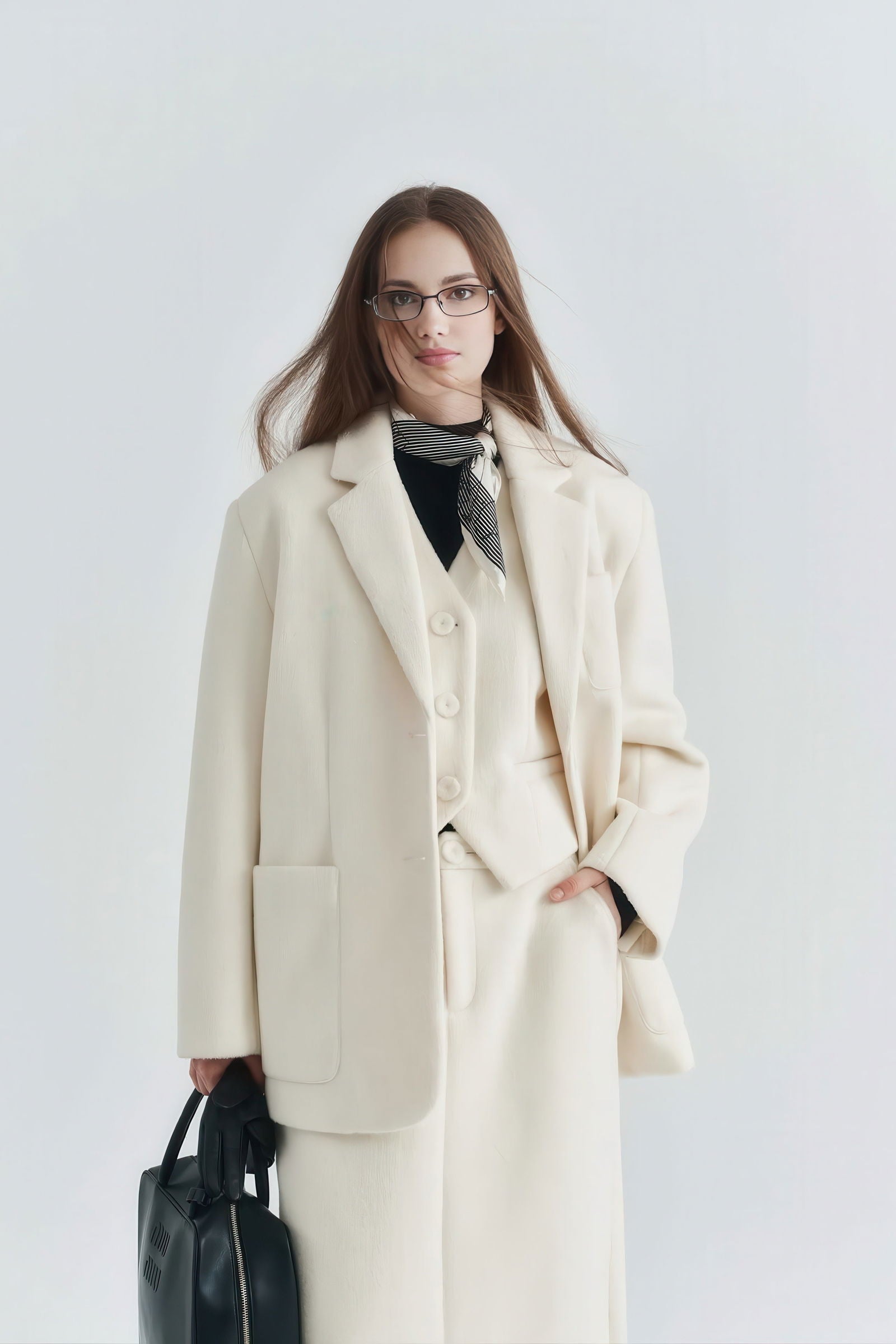 Vintage Cashmere Wool Blazer - Women's Autumn/Winter Elegant Woolen Jacket - 4inme 