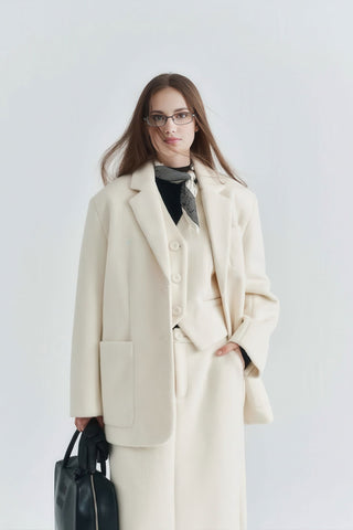 Vintage Cashmere Wool Blazer - Women's Autumn/Winter Elegant Woolen Jacket - 4inme 