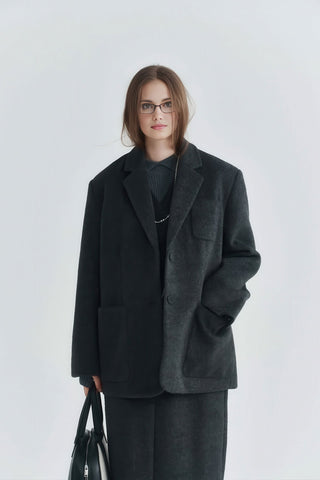 Vintage Cashmere Wool Blazer - Women's Autumn/Winter Elegant Woolen Jacket - 4inme 