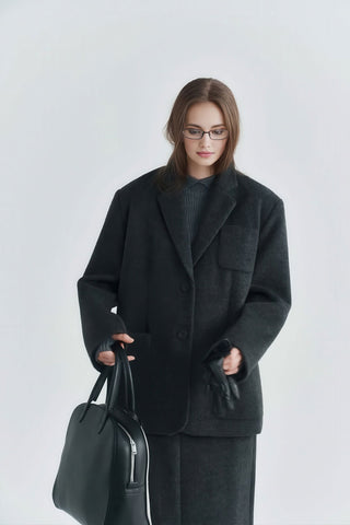 Vintage Cashmere Wool Blazer - Women's Autumn/Winter Elegant Woolen Jacket - 4inme 